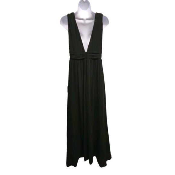 Lulus Heavenly Hues Maxi Dress Small Black Chiffon Side Slit Formal Wedding Prom - Picture 3 of 7